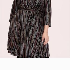 Torrid Black and Gold Velvet Patterned Wrap Dress
